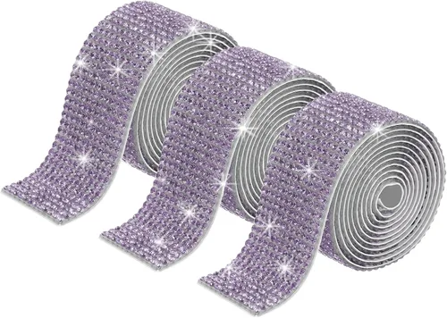 Vista 22 de MECCANIXITY 3 rollos de cinta de diamantes de imitación autoadhesiva de 3 yardas y 0.315 in para proyectos de artes y manualidades, pasteles de Beige