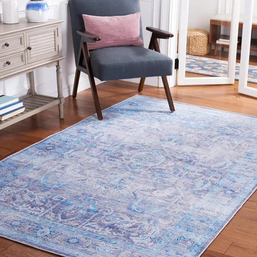 Vista 11 de SAFAVIEH Alfombra lavable Tucson Collection - 2'6" x 4', morado y azul, antideslizante y fácil de limpiar, ideal para sala de estar, dormitorio