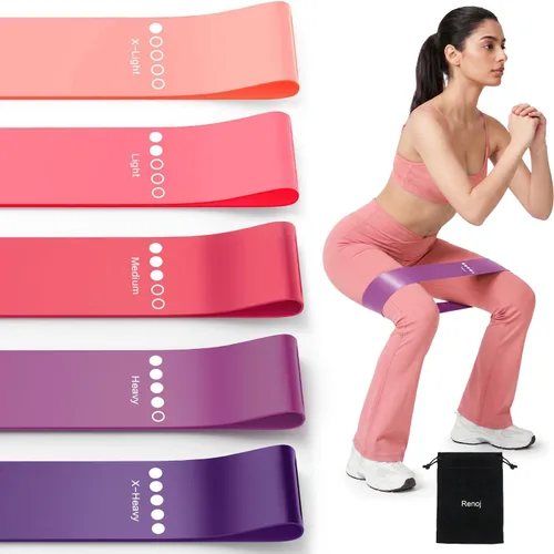 Vista 7 de Resistance Bands for Working Out, 5-Pack Elastic Loop Exercise Bands for Strength Training Stretching, Home Gym Equipment for Pilates Yoga Physical
