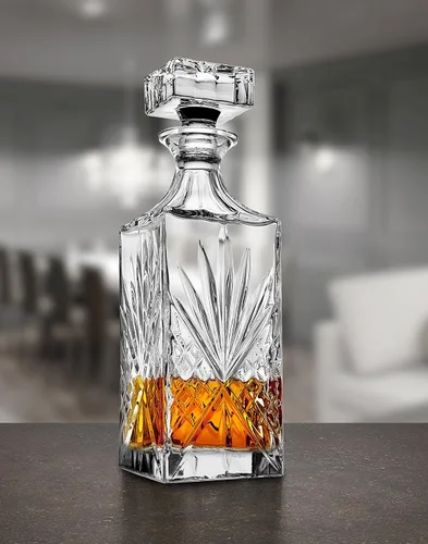 Vista 3 de Decantador de whisky de cristal, sin plomo, regalo para hombres, licor de bourbon escocés, corte irlandés, 25.4 fl oz