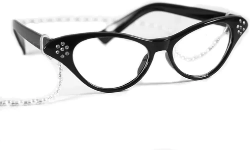 Vista 3 de Vibe - Conjunto de disfraz de peluca de anciana con collar de perlas, gafas, accesorios de cadena de vidrio, 5 piezas en total