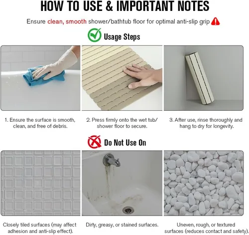 Vista 7 de MBOSS Tapete de ducha antideslizante para bañera, tapete de baño para ducha, tapete de baño para ducha, tapete de ducha antideslizante con orificio