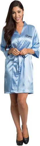 Vista 6 de Zynotti Batas de satén de quinceañera personalizadas con purpurina para toda la familia, bata de quinceañera
