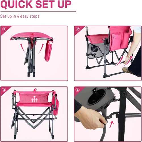 Vista 8 de EVER ADVANCED Silla de Directores de Camping con Mesa Lateral, Plegable Portátil con Tamaño Compacto, Diseño Transpirable y de Secado Rápido Silla