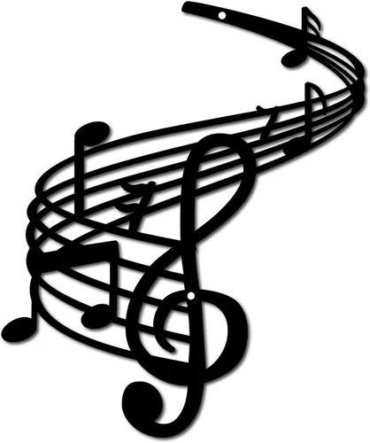Vista 12 de CREATCABIN Notas musicales de metal para decoración de pared, letreros de pared negros para colgar en hierro, escultura de adorno de metal