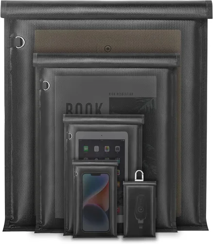 Vista 7 de yaokvide Bolsas Faraday para teléfonos y llaves de coche, protector de llavero Faraday ignífugo e impermeable, bolsa bloqueadora de señal antirrobo