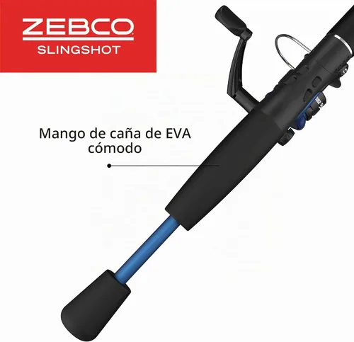 Vista 5 de Zebco - Combo de carrete giratorio y caña de pescar, 2 piezas de caña de fibra de vidrio duradera de luz media, mango cómodo de EVA, preenrollado