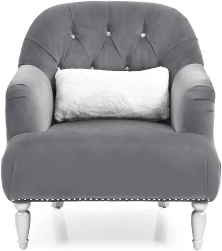 Vista 7 de Home Square Juego de muebles de 2 piezas con silla de terciopelo y sofá en gris