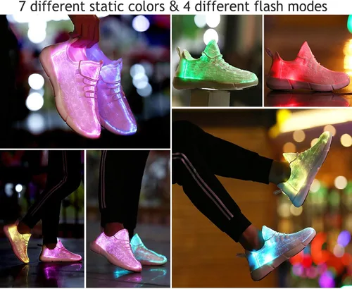Vista 4 de Hot Dingding Zapatos con luz LED para niñas y niños, zapatos de fibra óptica para niños, zapatillas de deporte LED con carga USB luminosas