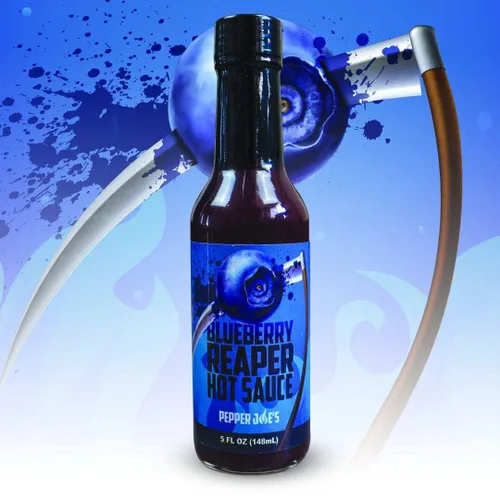 Vista 8 de Pepper Joe's Blueberry Reaper - Salsa picante de Carolina Reaper de primera calidad, hecha con chile y arándanos maduros más calientes del mundo, 5