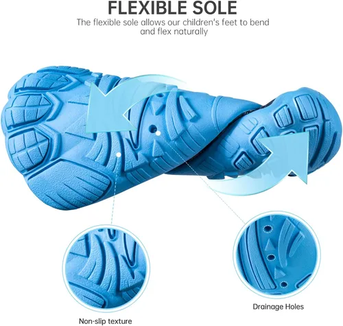 Vista 4 de SEEKWAY Zapatos de agua descalzos para niños, puntera ancha y zapatos de arena de secado rápido para niños pequeños para senderismo, natación