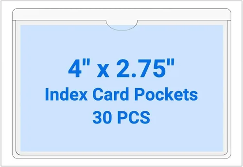 Vista 77 de 30 PCS Clear Self Adhesive Plastic Label Pockets, Top Loading Business & Library Index Card Holders, Peel and Stick Sleeves for Storage Bins, Totes