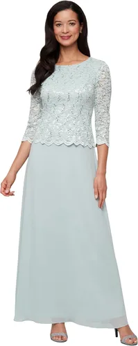 Vista 23 de Alex Evenings Vestido de una pieza con cuerpo de encaje elástico de mangas 3/4 para mujer Bordado de orquídea ahumada