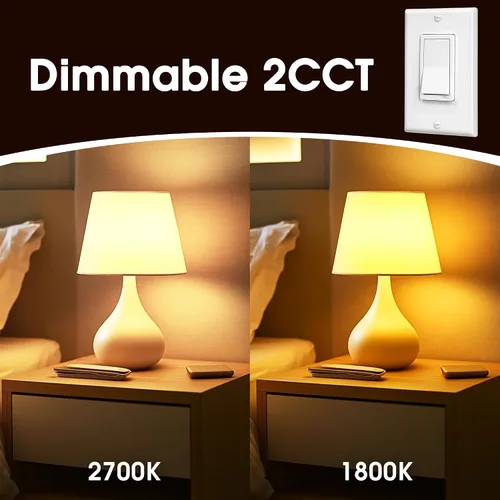 Vista 2 de Bombillas ámbar para dormir, A19 E26, luz cálida (2700K-1800K)