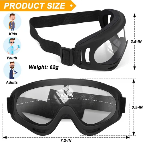 Vista 2 de OXG 5 pares de gafas de motocicleta para jóvenes, hombres y mujeres, gafas ATV de esquí, gafas anti-UV, a prueba de polvo y viento, para bicicletas