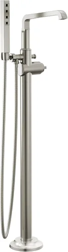 Vista 8 de Delta Faucet Tetra - Llenador de bañera independiente para montaje en el suelo con ducha de mano, grifo de bañera dorado, bronce champán