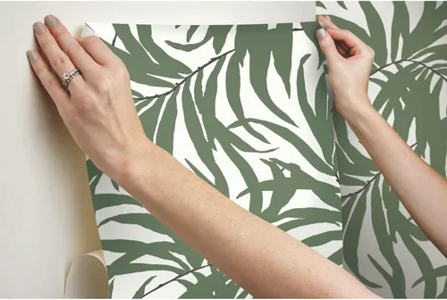 Vista 6 de York Wallcoverings PSW1031RL - Papel pintado de hojas de Bali, color verde