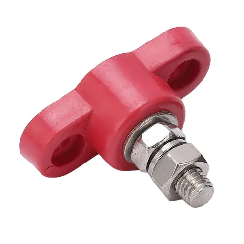 Vista 7 de Conectores de terminal de batería M8, pernos de distribución de energía de ajuste universal resistente, rojo y negro, juego de 4 kit para automóvil