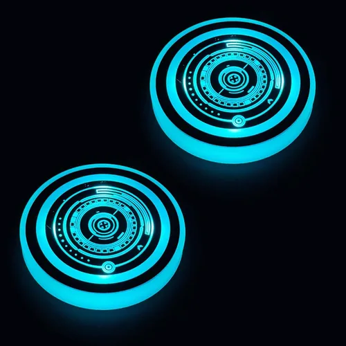 Vista 8 de Paquete de 2 posavasos con luz para automóvil, luces LED, sensor inteligente, recargable, 7 posavasos que cambian de color (A)