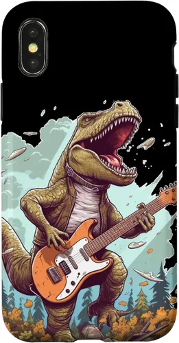 Vista 5 de Funda para iPhone 16 Cool Tyrannosaurus Rex con bajo para amantes de los dinosaurios