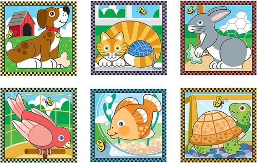 Vista 5 de Melissa & Doug Rompecabezas de mascotas en cubo de madera con bandeja de almacenamiento (16 piezas)