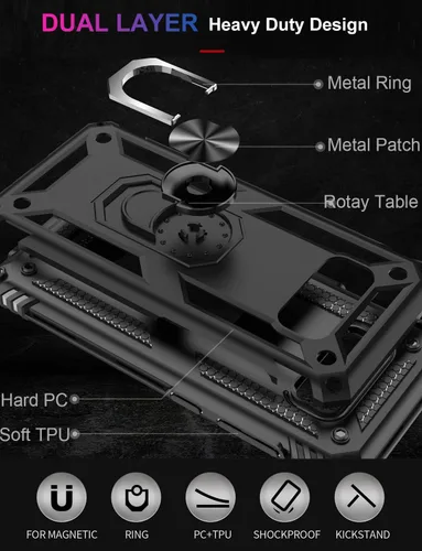 Vista 2 de LUMARKE Funda para Galaxy S8, pasa 16 pies, probada contra caídas con soporte de anillo magnético, compatible con soporte de montaje de automóvil