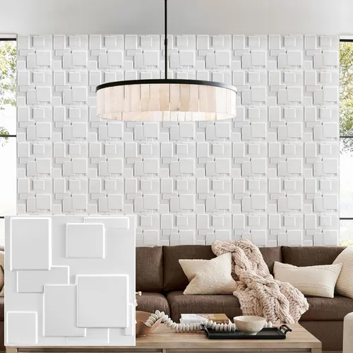 Vista 21 de Heikki Paquete de 30 paneles de pared 3D para decoración de pared interior, paneles de pared con textura de flores de PVC para sala de estar Negro-YJ