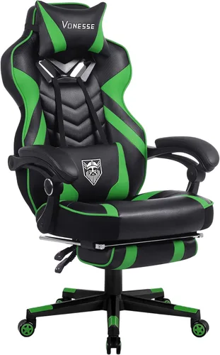 Vista 15 de Vonesse Silla de juegos, silla de oficina grande y alta con reposapiés y masaje, sillas de juegos para adultos con soporte lumbar, silla ergonómica
