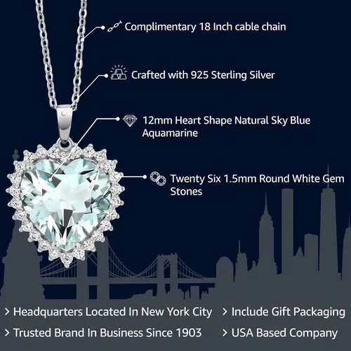 Vista 8 de Gem Stone King Collar de corazón de plata de ley 925 Collar con colgante de halo de amor para mujer 1/2 pulgada con cadena de plata