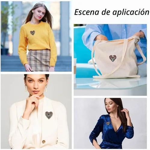 Vista 4 de INFUNLY 4 parches de cuentas de diamantes de imitación de ojo de corazón de 4.1 x 2.9 pulgadas, parches para coser en forma de corazón, hechos a