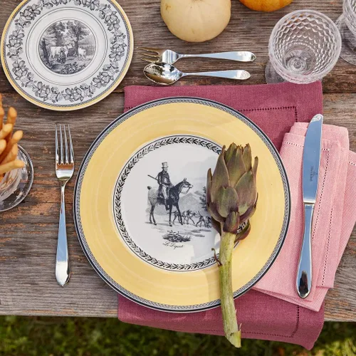 Vista 2 de Villeroy & Boch Audun Chasse - Plato llano, 10.5 pulgadas, blancogrisamarillo
