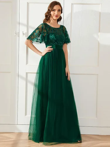 Vista 3 de Ever-Pretty - Vestido con bordado, cintura imperial y acampanado para mujer, 0904, para fiesta y graduación