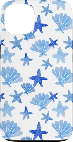 Vista 7 de Funda para iPhone 16 Coastal Nieta Azul Preppy Shells Estrellas de mar Océano Lindo Caso