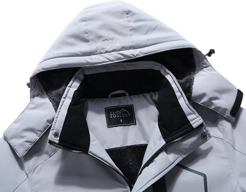 Vista 5 de Pooluly - Chaqueta impermeable de invierno, esquí, snowboard, para hombre, con capucha, rompevientos.