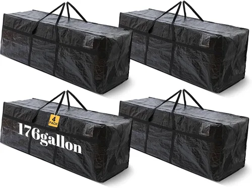 Vista 41 de 4 Piezas Bolsas de Mudanza Grandes con Cremallera y Asas Bolsas de Lona Tipo Duffle Plegables de Almacenamiento Extra Resistentes Extra Grandes