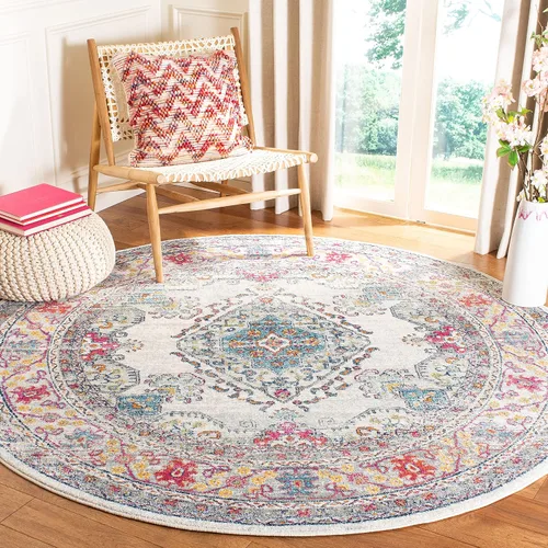 Vista 13 de SAFAVIEH Evoke Collection EVK250A - Alfombra de pasillo, 2 pies 2 pulgadas x 7 pies, color crema y fucsia, diseño oriental Shabby chic, no desprende