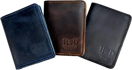 Vista 7 de Hide & Drink, Cartera plegable de cuero, capacidad para hasta 8 tarjetas más billetes plegados, cartera minimalista de viajero, organizador, cartera