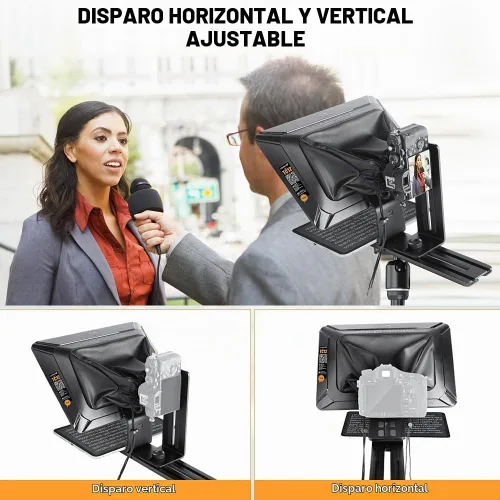 Vista 3 de Teleprompter para cámaras iPad Tablet, LENSGO TC12 14.5 pulgadas de aluminio Prompter App compatible con iOS/Android, indicador profesional