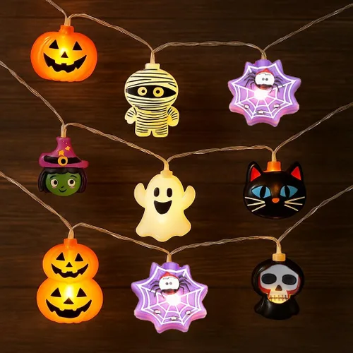 Vista 8 de Guirnalda de luces de Halloween de 10 pies, 20 luces LED, funciona con pilas, para decoración de fiesta de Halloween