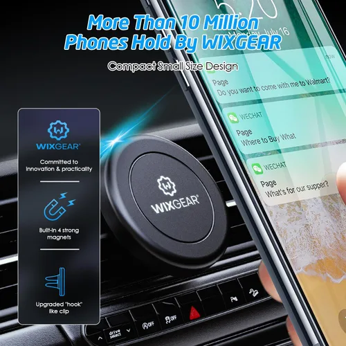 Vista 4 de Soporte magnético para teléfono en el coche, WixGear [2 Pack] Soporte magnético universal para ventilación de aire para teléfono en el coche