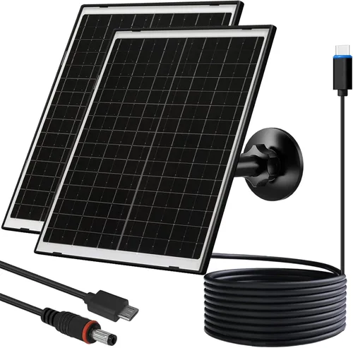 Vista 12 de FUTUREZEN Panel solar de 6 W para cámara de seguridad al aire libre, cargador solar USB/USB-C de 5 V compatible con cámaras de batería recargable