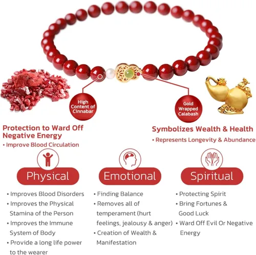 Vista 2 de Pulsera de Feng Shui para mujer, dijes de cinabrio para buena suerte y riqueza, amuletos de protección y buena suerte, regalos de Feng Shui 2024