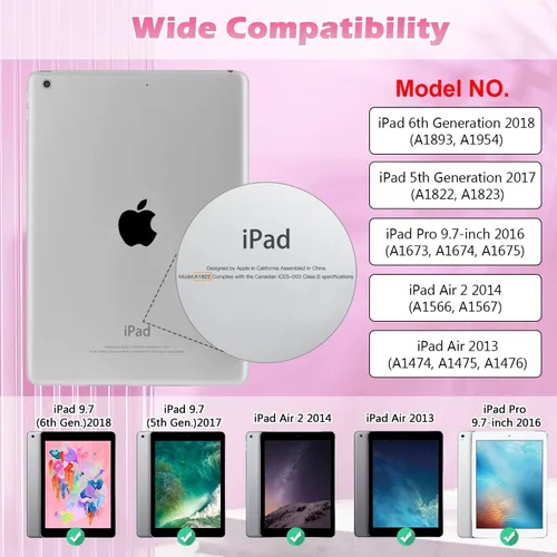 Vista 2 de Zonefoker Fundas para iPad de 6ª generación 2018/2017, iPad Air 2 2014 #02 Mármol Rosa