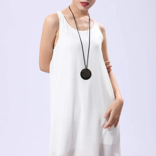 Vista 6 de COOSTUFF ANNA- Collar con dije para mujer, joyería de madera hecha a mano, collar largo para mujer