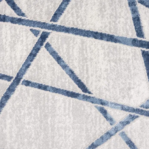 Vista 8 de Abani Atlas - Alfombra de área azul y gris, de 4 x 6 pies, diseño cruzado, duradera, no desprende pelusa, fácil de limpiar