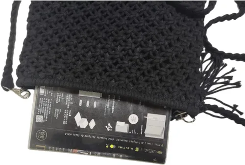 Vista 3 de Bolso bandolera de hombro de ganchillo con flecos de hilo de algodón, bolso cruzado bohemio para mujeresniñas