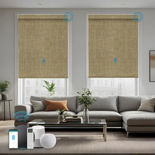 Vista 32 de Persiana Motorizada, Compatible con Homekit Thread-Enabled, Persianas Inteligentes 100% Opacas con Control Remoto, Persiana Enrollable Eléctrica