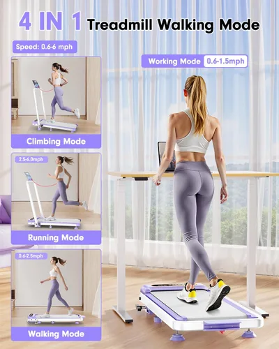 Vista 3 de Walking Pad with 10% Incline & Handle Bar, Low Noise Walking Pad Treadmill for Home Small, Rayspace 3.5HP Treadmill with Incline, 4 in 1 Portable