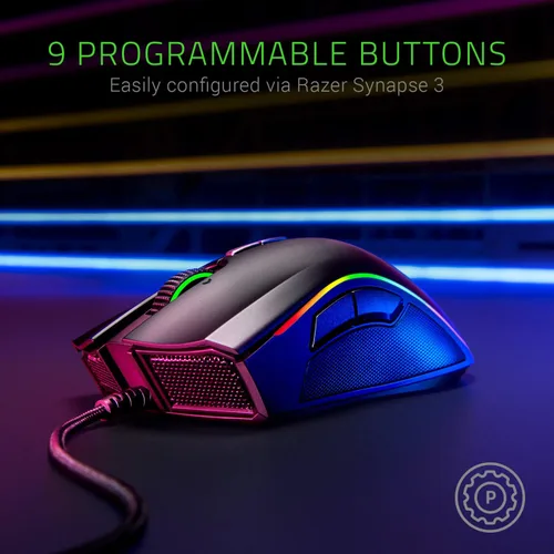 Vista 7 de Razer Mamba Elite - Ratón para juegos con cable: sensor óptico de 16.000 DPI - Iluminación Chroma RGB - 9 botones programables - Interruptores