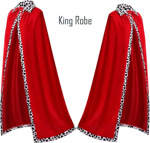 Vista 3 de Paquete de 3 batas de Adul King para Halloween disfraz medieval de príncipe King capa y corona